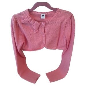 Janie & Jack Pink Cropped Cardigan with Bow NWT